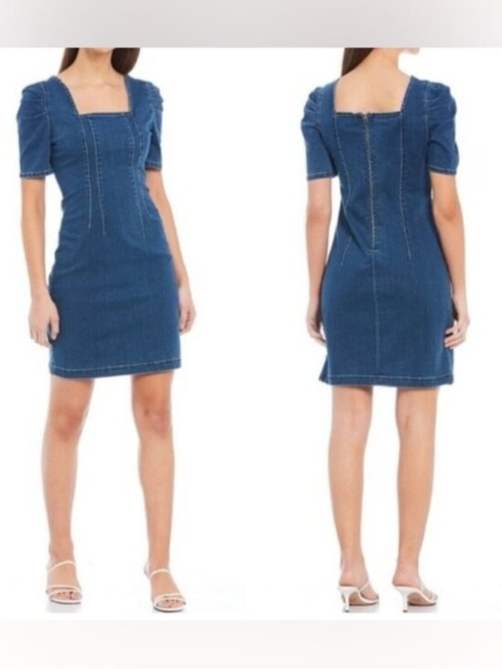 Sanctuary Melanie Short Puff Sleeve Denim Shift Dress